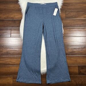 Sol Angeles Women's Size XL Blue Waffle‎ Thermal Wide Leg Lounge Pull on Pants